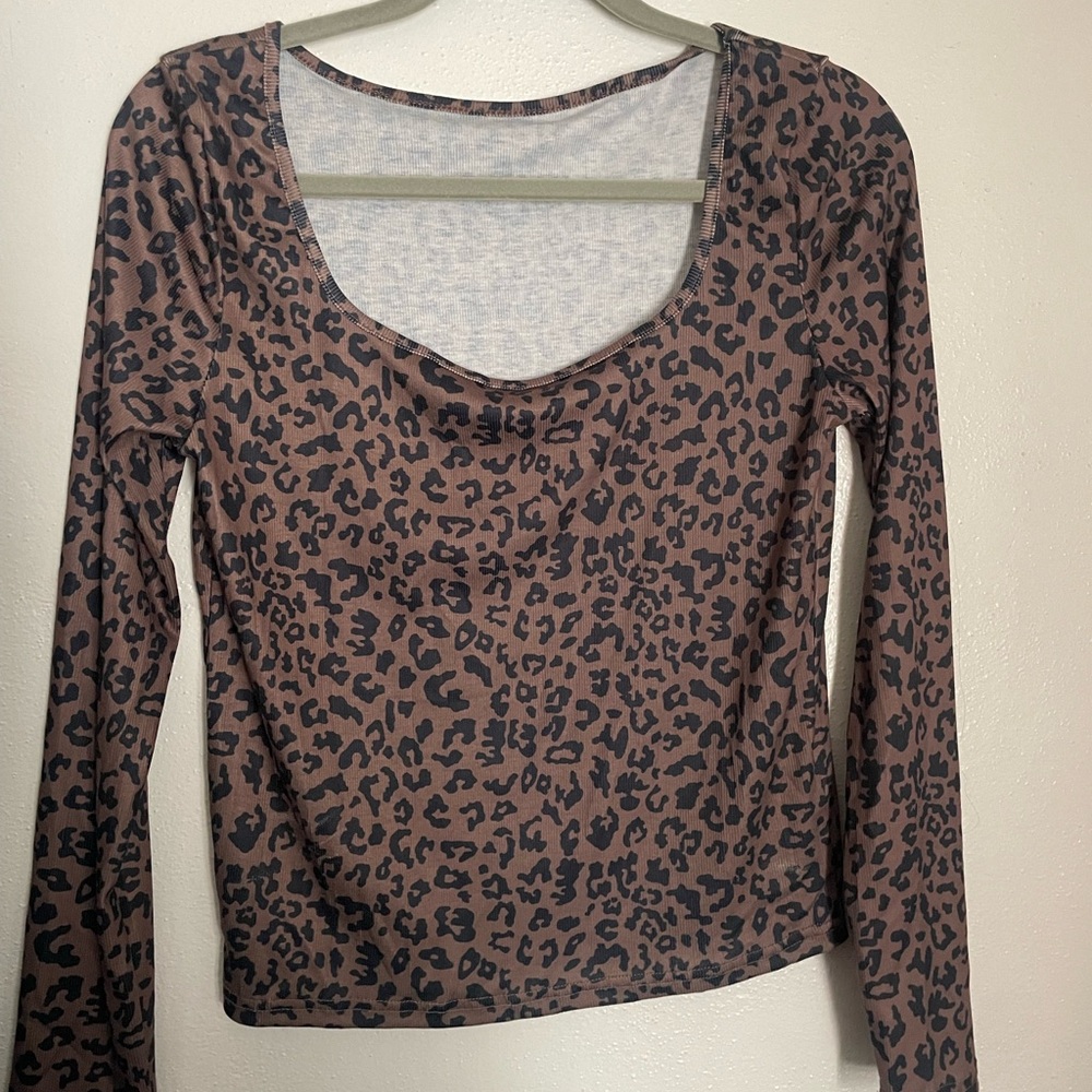 SHEIN Brown and Black Leopard Blouse